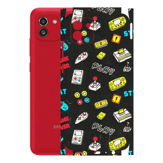 Samsung A/S Series Phone Skins (All Models) - Gaming Doodles - 3D Embossed Finish (L-224) Samsung Galaxy A03