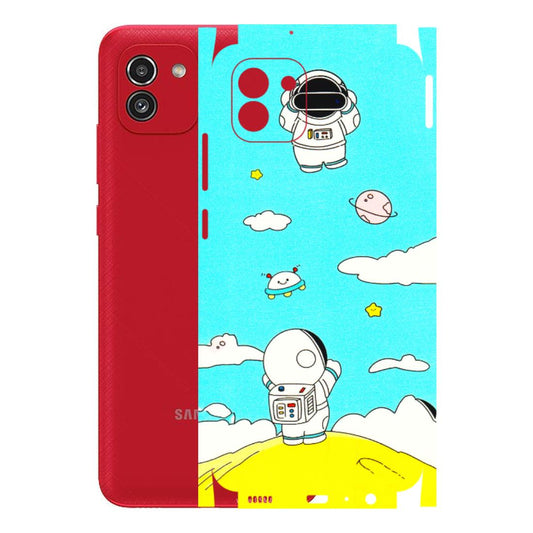 Samsung A/S Series Phone Skins (All Models) - Blue Skies Astro Float - 3D Embossed Finish (L-230) Samsung Galaxy A03