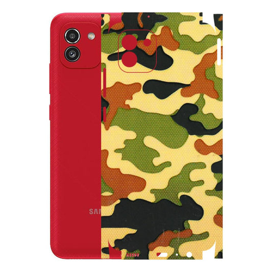 Samsung A/S Series Phone Skins (All Models) - Indian Military - 3D Embossed Finish (L-234) Samsung Galaxy A03