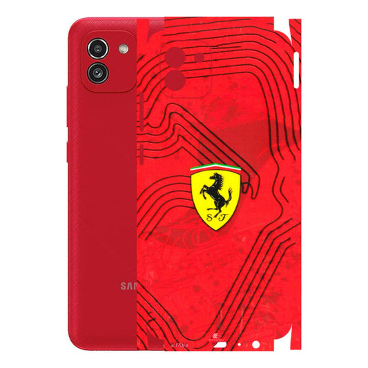 Samsung A/S Series Phone Skins (All Models) - Red Ferrari Logo Stylish - 3D Embossed Finish (L-238) Samsung Galaxy A03
