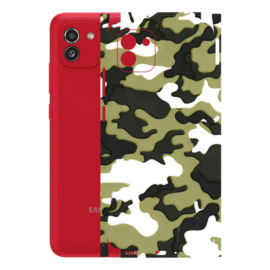 Samsung A/S Series Phone Skins (All Models) - Camouflages White And Green - 3D Embossed Finish (L-243) Samsung Galaxy A03