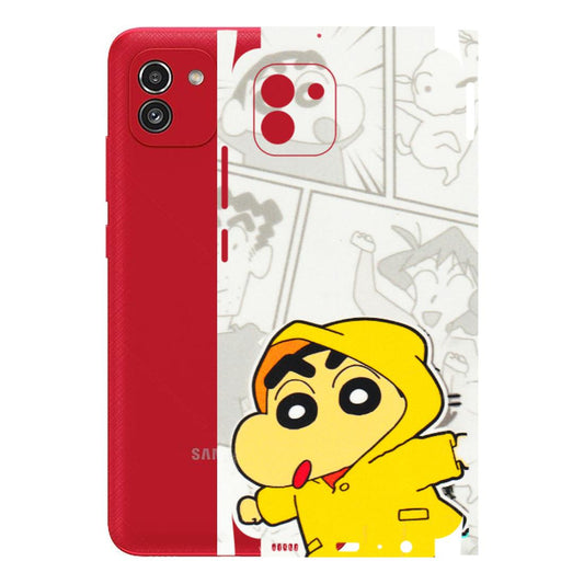Samsung A/S Series Phone Skins (All Models) - Yellow Shinchan Comic - 3D Embossed Finish (L-246) Samsung Galaxy A03