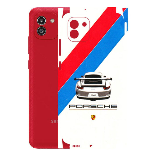 Samsung A/S Series Phone Skins (All Models) - Porche Car Sober Logo - 3D Embossed Finish (L-248) Samsung Galaxy A03