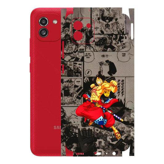 Samsung A/S Series Phone Skins (All Models) - One Piece Rocket Punch Manga - 3D Embossed Finish (L-25) Samsung Galaxy A03