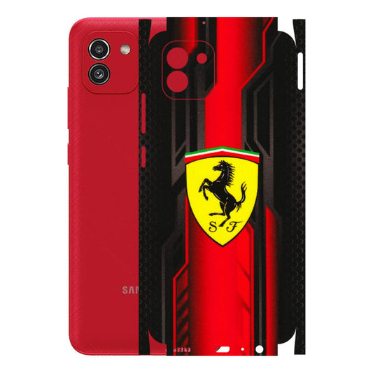Samsung A/S Series Phone Skins (All Models) - Black Ferrari Logo - 3D Embossed Finish (L-253) Samsung Galaxy A03