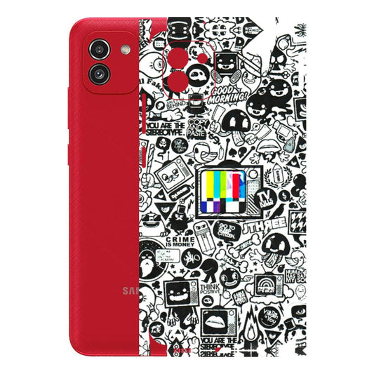 Samsung A/S Series Phone Skins (All Models) - Doodles Positive Art - 3D Embossed Finish (L-263) Samsung Galaxy A03
