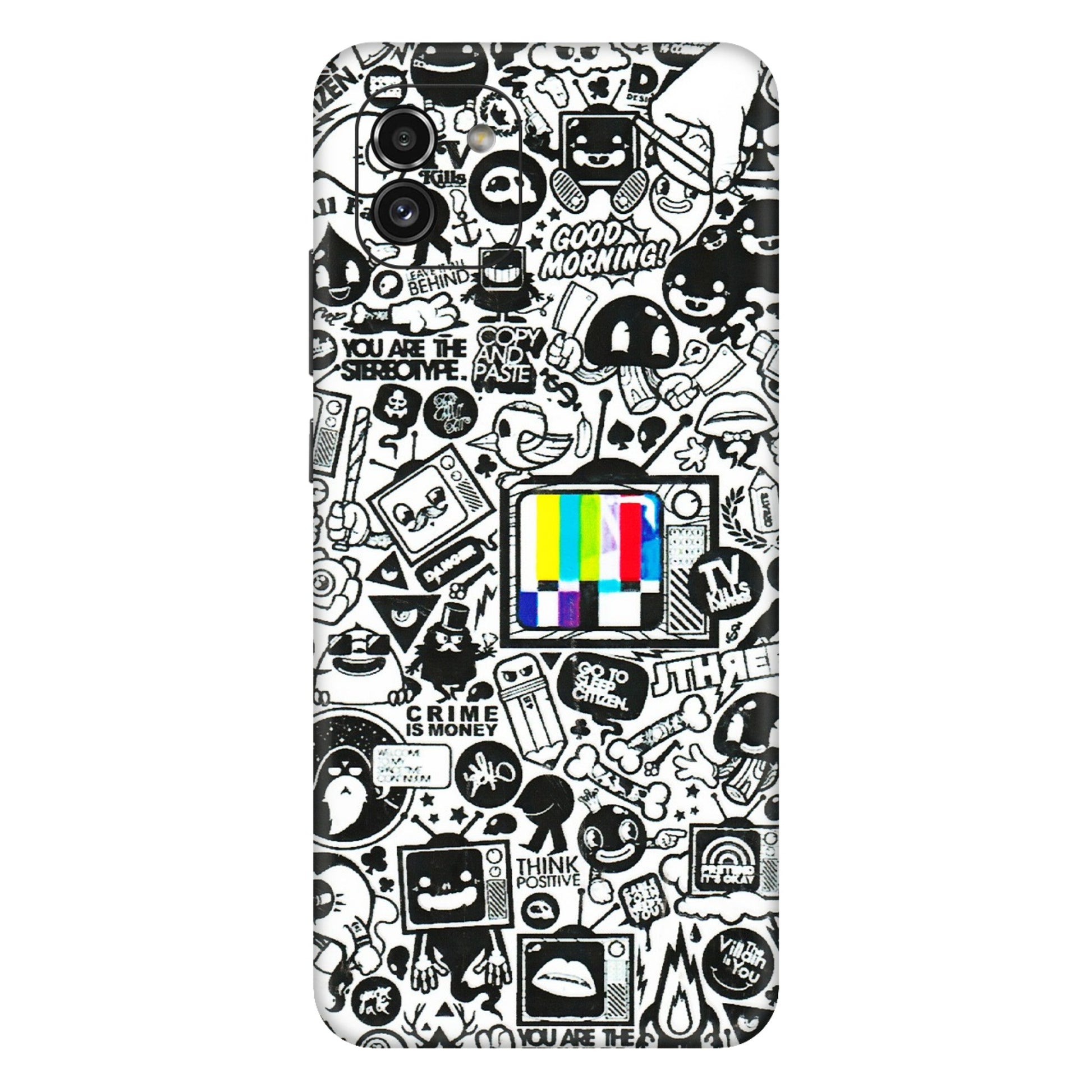 Samsung A/S Series Phone Skins (All Models) - Doodles Positive Art - 3D Embossed Finish (L-263) Samsung Galaxy A03