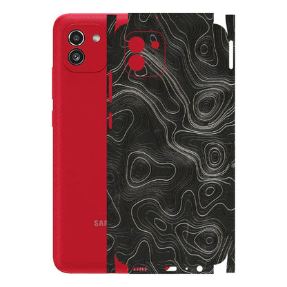Samsung A/S Series Phone Skins (All Models) - Abstract White Line Map - 3D Embossed Finish (L-269) Samsung Galaxy A03