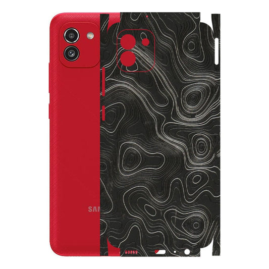 Samsung A/S Series Phone Skins (All Models) - Abstract White Line Map - 3D Embossed Finish (L-269) Samsung Galaxy A03