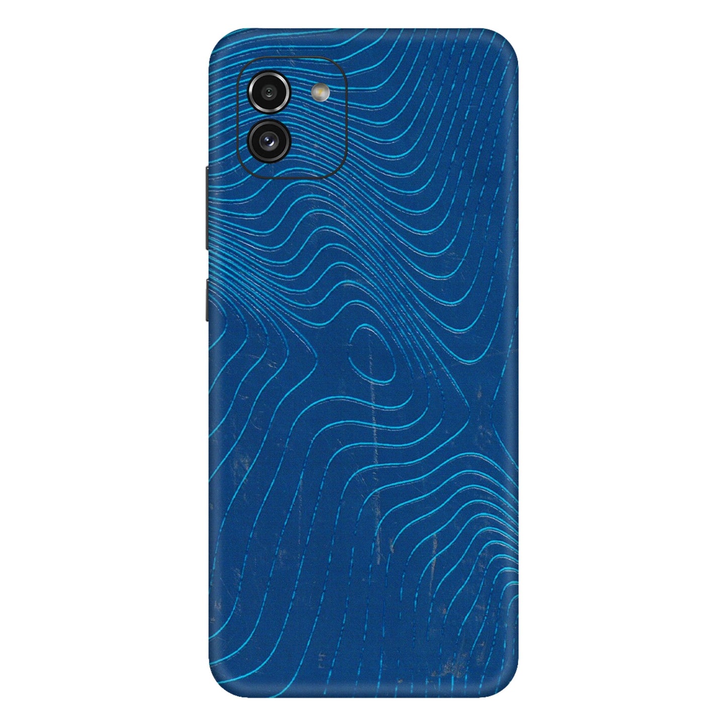 Samsung A/S Series Phone Skins (All Models) - Abstract Blue Line Map - 3D Embossed Finish (L-272) Samsung Galaxy A03