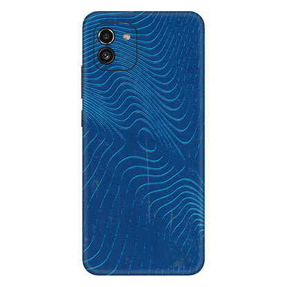Samsung A/S Series Phone Skins (All Models) - Abstract Blue Line Map - 3D Embossed Finish (L-272) Samsung Galaxy A03