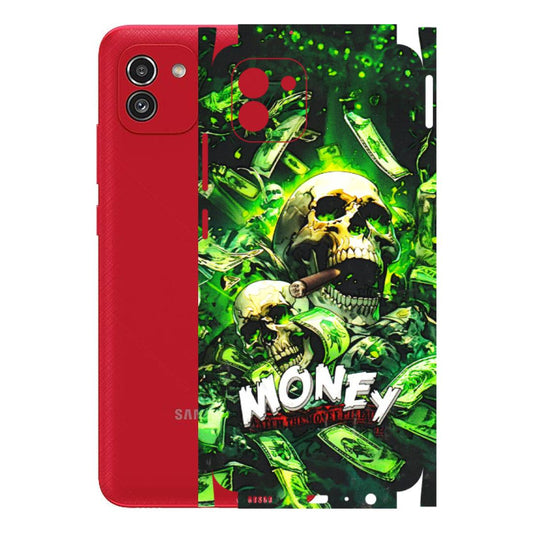 Samsung A/S Series Phone Skins (All Models) - Skull Money - 3D Embossed Finish (L-303) Samsung Galaxy A03