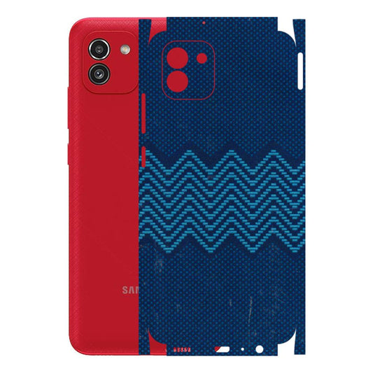Samsung A/S Series Phone Skins (All Models) - Blue Sober Waves - 3D Embossed Finish (L-306) Samsung Galaxy A03