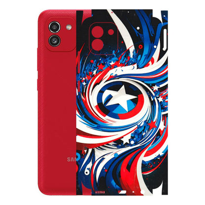 Samsung A/S Series Phone Skins (All Models) - Captain America Logo - 3D Embossed Finish (L-307) Samsung Galaxy A03