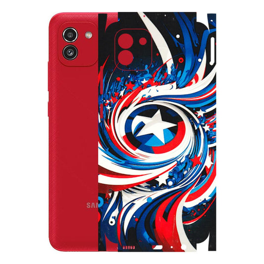 Samsung A/S Series Phone Skins (All Models) - Captain America Logo - 3D Embossed Finish (L-307) Samsung Galaxy A03