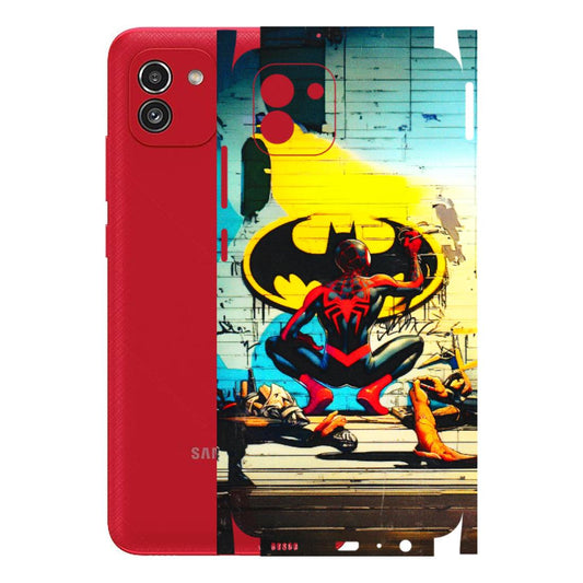 Samsung A/S Series Phone Skins (All Models) - New Spiderman Bat Logo - 3D Embossed Finish (L-309) Samsung Galaxy A03