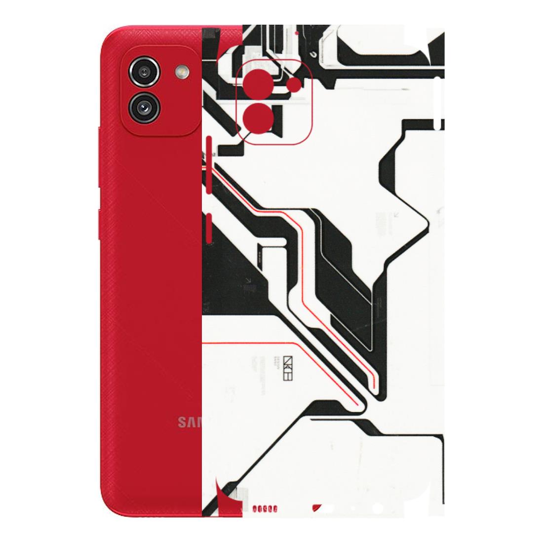 Samsung A/S Series Phone Skins (All Models) - White Techy Logo - 3D Embossed Finish (L-312) Samsung Galaxy A03