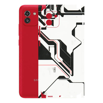 Samsung A/S Series Phone Skins (All Models) - White Techy Logo - 3D Embossed Finish (L-312) Samsung Galaxy A03