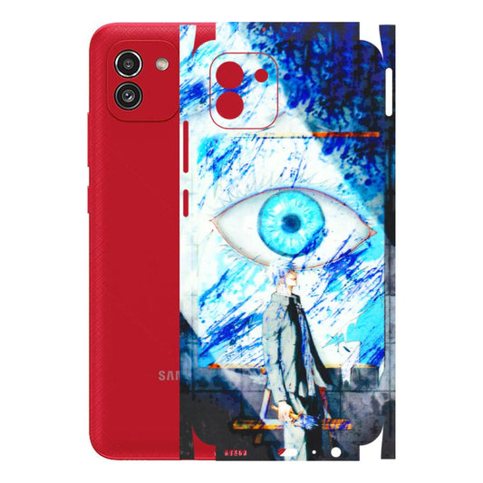 Samsung A/S Series Phone Skins (All Models) - Anime Sea Blue Eye - 3D Embossed Finish (L-318) Samsung Galaxy A03