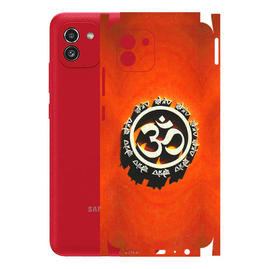 Samsung A/S Series Phone Skins (All Models) - Aum Shiv Orange - 3D Embossed Finish (L-32) Samsung Galaxy A03