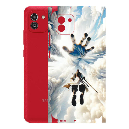 Samsung A/S Series Phone Skins (All Models) - Big Hand With Monkey King - 3D Embossed Finish (L-323) Samsung Galaxy A03