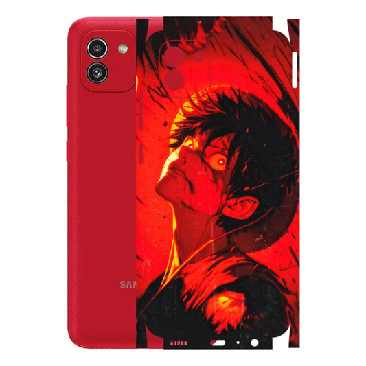 Samsung A/S Series Phone Skins (All Models) - D.Luffy Power Up One Piece Anime - 3D Embossed Finish (L-326) Samsung Galaxy A03