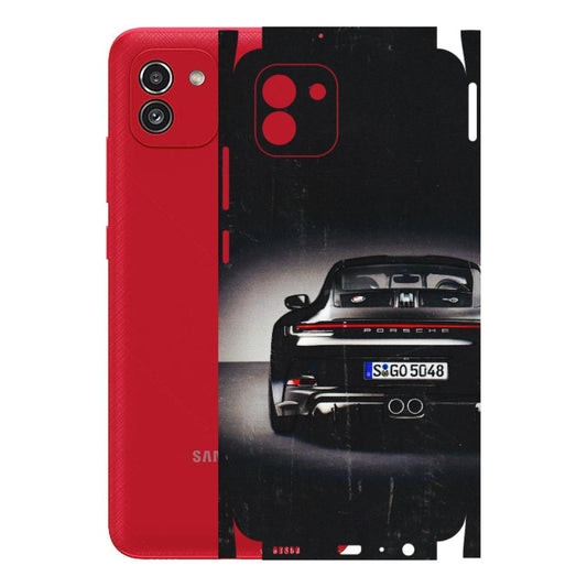 Samsung A/S Series Phone Skins (All Models) - New Black Porsche GT3 - 3D Embossed Finish (L-327) Samsung Galaxy A03