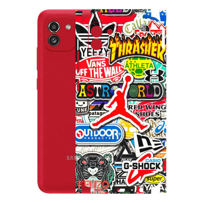 Samsung A/S Series Phone Skins (All Models) - Multi Brands Sticker Graffiti - 3D Embossed Finish (L-37) Samsung Galaxy A03