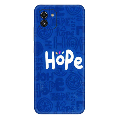 Samsung A/S Series Phone Skins (All Models) - Hope Doodles Blue - 3D Embossed Finish (L-43) Samsung Galaxy A03