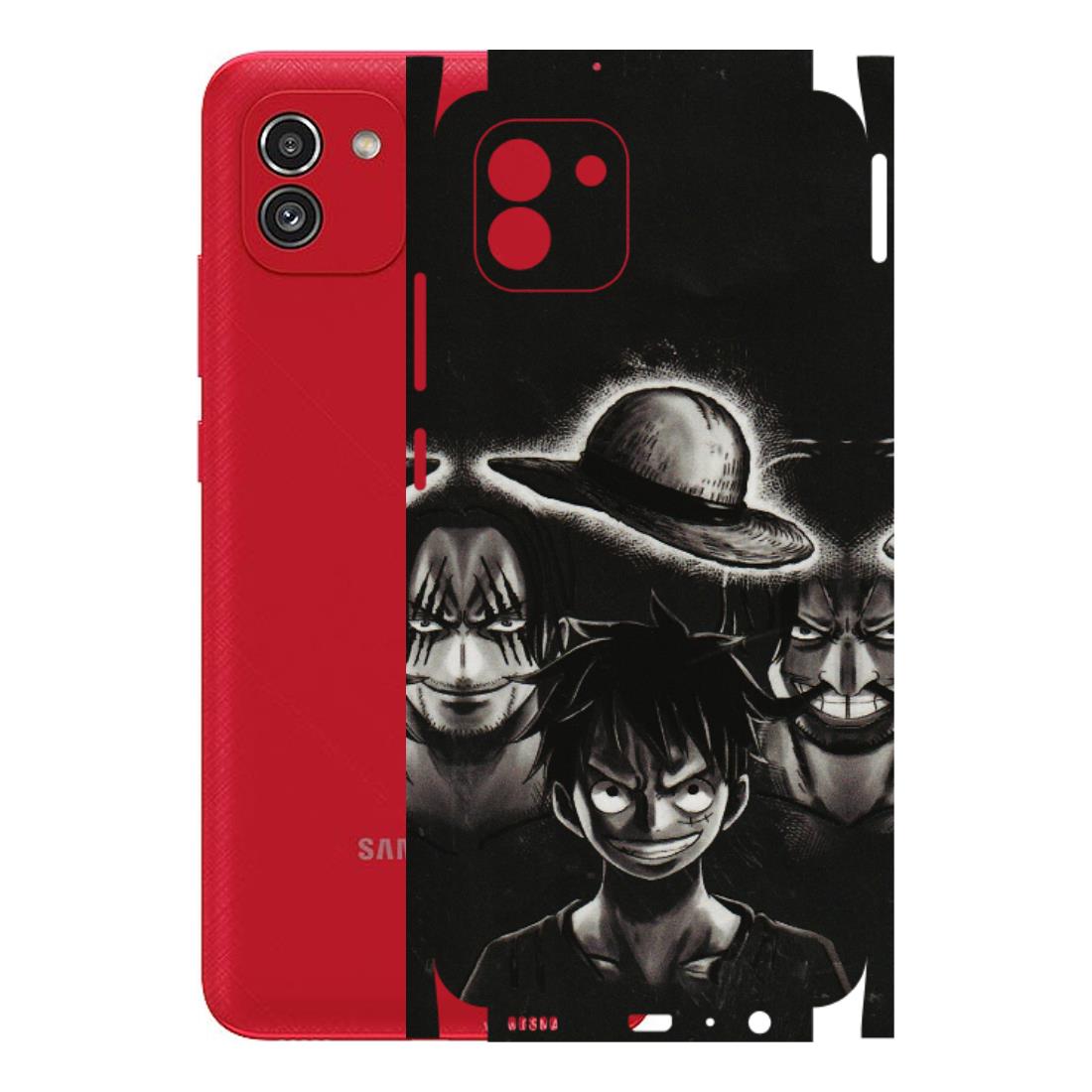 Samsung A/S Series Phone Skins (All Models) - Black Luffy Hat - 3D Embossed Finish (L-57) Samsung Galaxy A03