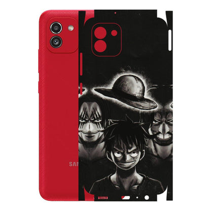 Samsung A/S Series Phone Skins (All Models) - Black Luffy Hat - 3D Embossed Finish (L-57) Samsung Galaxy A03