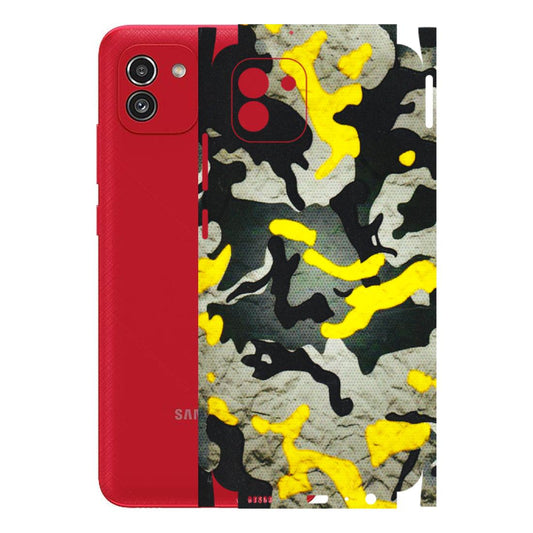 Samsung A/S Series Phone Skins (All Models) - Yellow Camouflage - 3D Embossed Finish (L-61) Samsung Galaxy A03