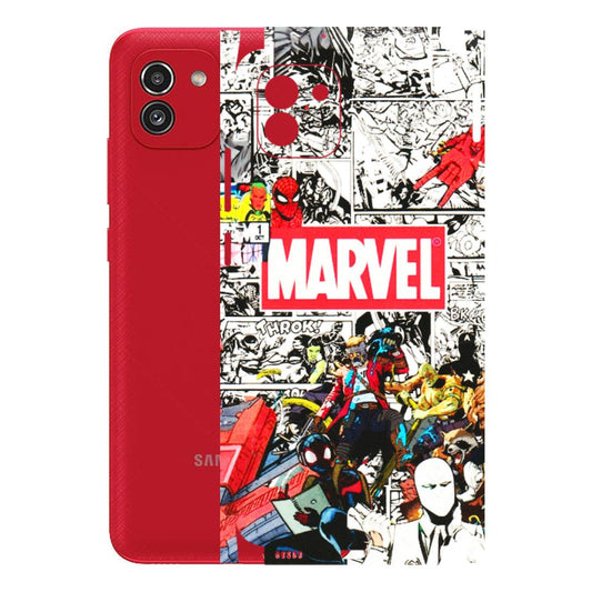 Samsung A/S Series Phone Skins (All Models) - Marvel Colorful Comic - 3D Embossed Finish (L-64) Samsung Galaxy A03