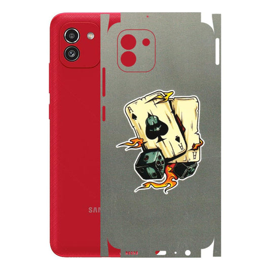 Samsung A/S Series Phone Skins (All Models) - Grey Cards Of Ace - 3D Embossed Finish (L-77) Samsung Galaxy A03