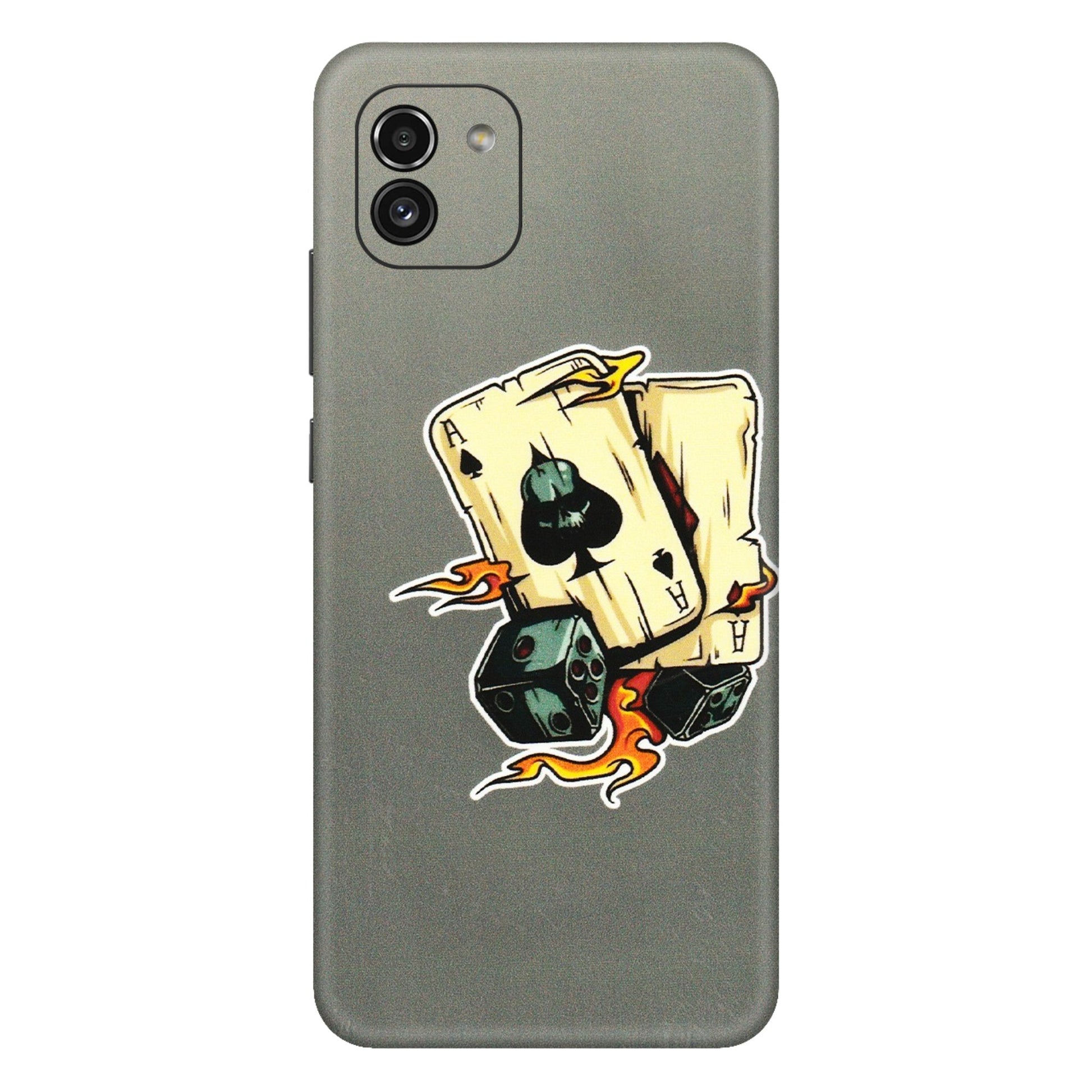 Samsung A/S Series Phone Skins (All Models) - Grey Cards Of Ace - 3D Embossed Finish (L-77) Samsung Galaxy A03