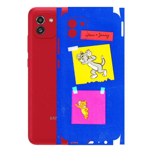 Samsung A/S Series Phone Skins (All Models) - Tom N Jerry Sticky Notes - 3D Embossed Finish (L-88) Samsung Galaxy A03