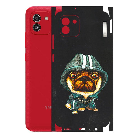 Samsung A/S Series Phone Skins (All Models) - Puppy N Hoodie - 3D Embossed Finish (L-90) Samsung Galaxy A03
