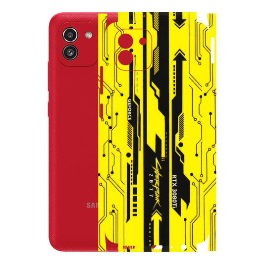Samsung A/S Series Phone Skins (All Models) - Yellow Cyberpunk - 3D Embossed Finish (L-93) Samsung Galaxy A03