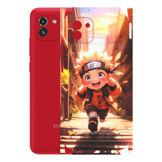 Samsung A/S Series Phone Skins (All Models) - Naruto Cute Toon Running - Matte Finish (M-04) Samsung Galaxy A03