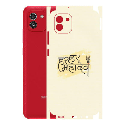 Samsung A/S Series Phone Skins (All Models) - Har Har Mahadev - Matte Finish (M-10) Samsung Galaxy A03