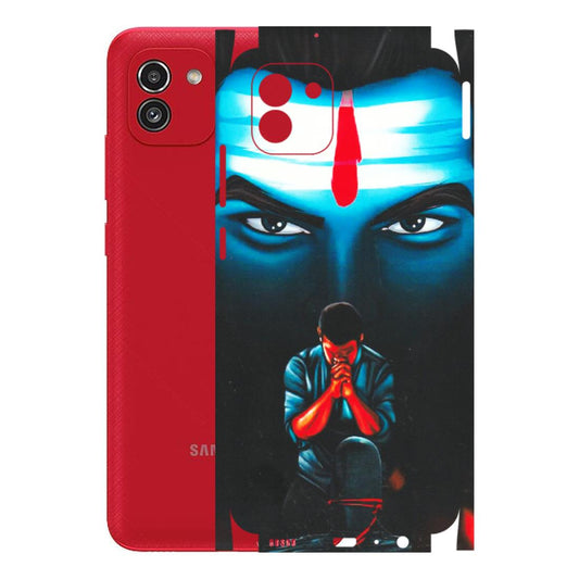 Samsung A/S Series Phone Skins (All Models) - Mahakal Bhakt - Matte Finish (M-112) Samsung Galaxy A03
