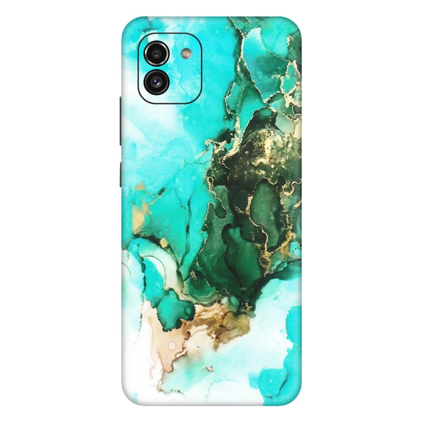 Samsung A/S Series Phone Skins (All Models) - The Blue Gold Marble - Matte Finish (M-124) Samsung Galaxy A03