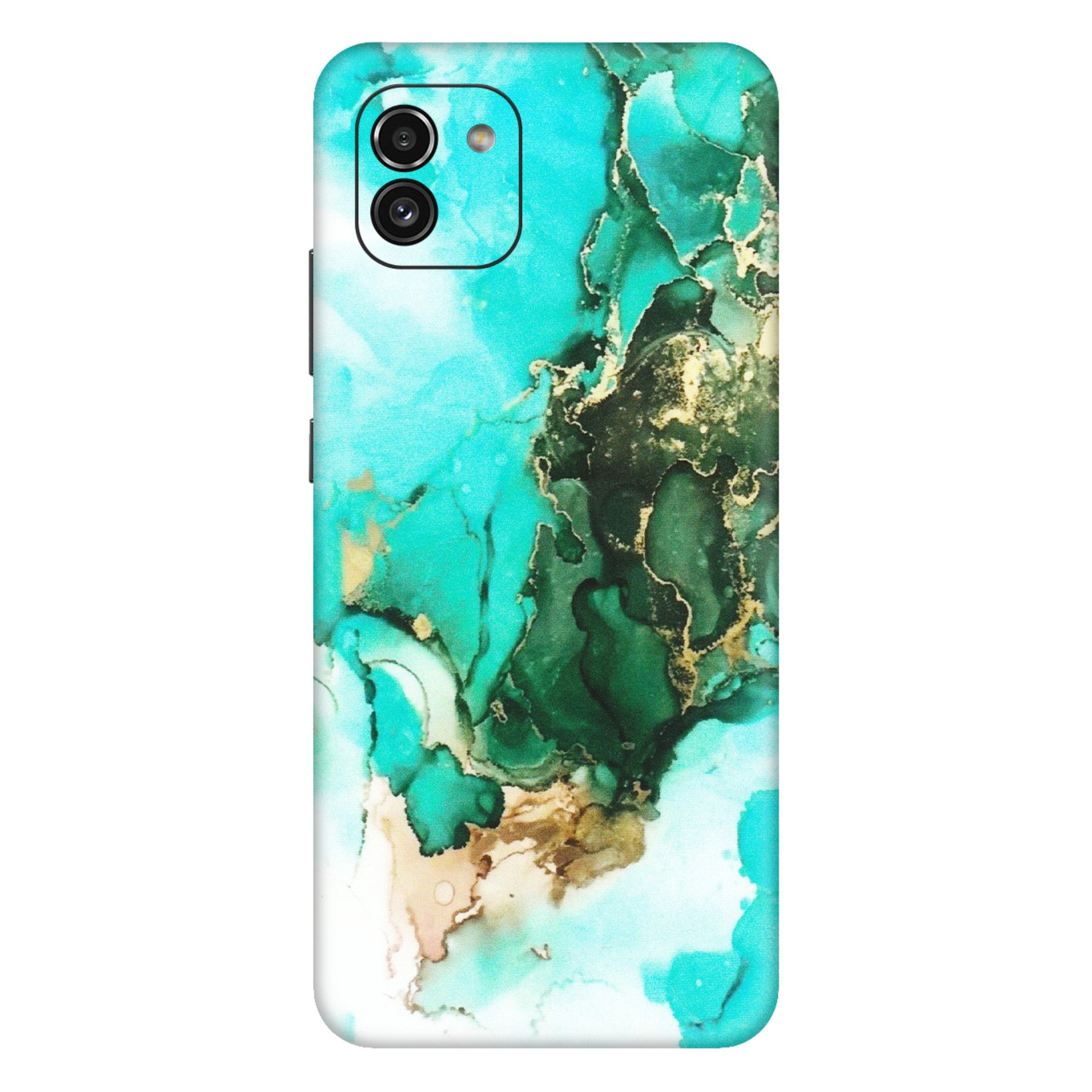 Samsung A/S Series Phone Skins (All Models) - The Blue Gold Marble - Matte Finish (M-124) Samsung Galaxy A03