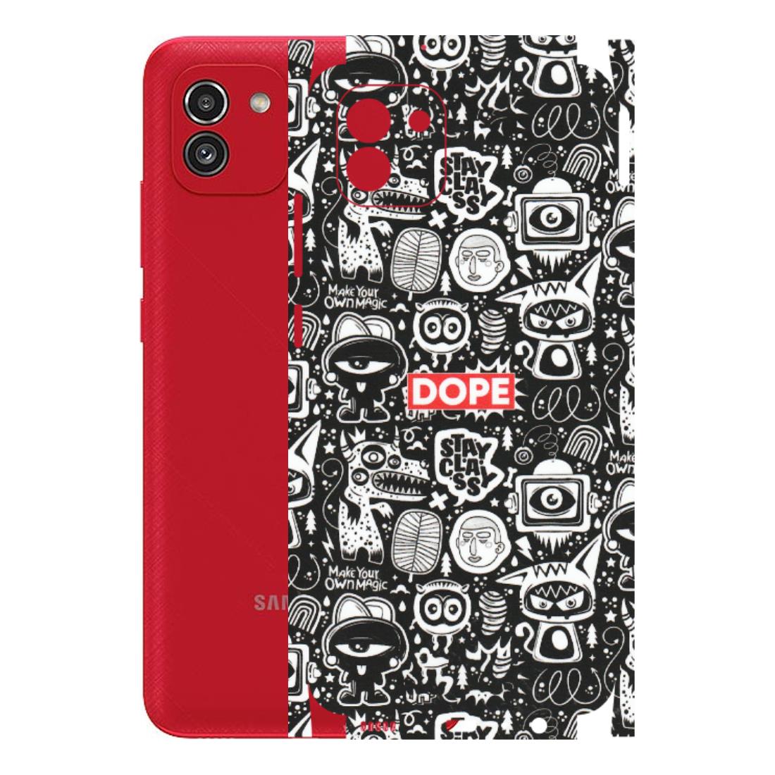 Samsung A/S Series Phone Skins (All Models) - Dope Stay Classy Black Doodles - Matte Finish (M-126) Samsung Galaxy A03