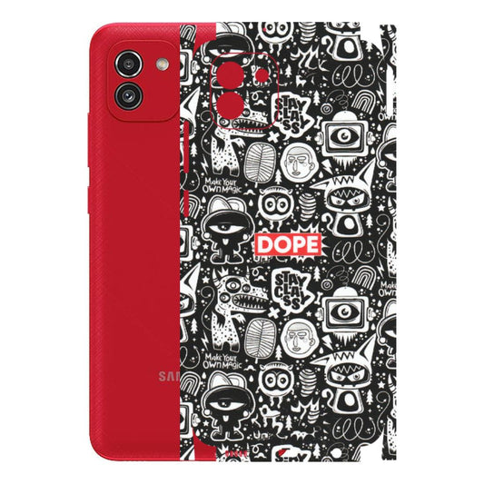 Samsung A/S Series Phone Skins (All Models) - Dope Stay Classy Black Doodles - Matte Finish (M-126) Samsung Galaxy A03