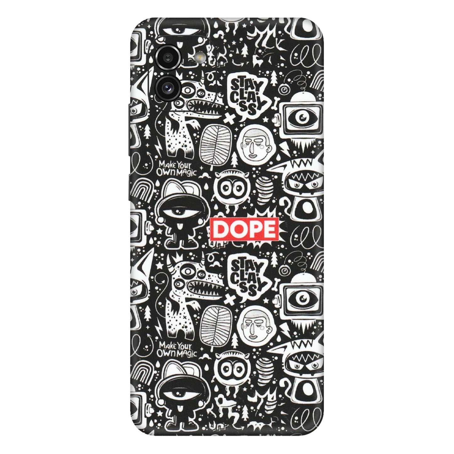 Samsung A/S Series Phone Skins (All Models) - Dope Stay Classy Black Doodles - Matte Finish (M-126) Samsung Galaxy A03