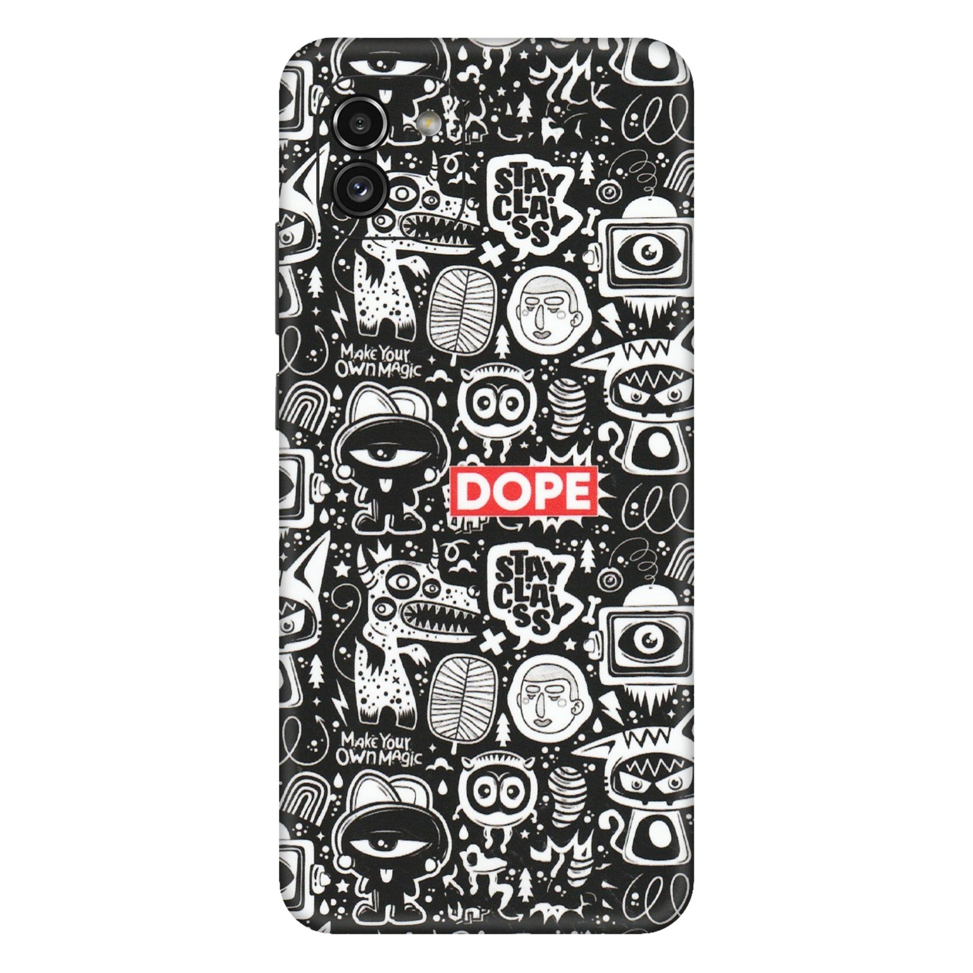 Samsung A/S Series Phone Skins (All Models) - Dope Stay Classy Black Doodles - Matte Finish (M-126) Samsung Galaxy A03