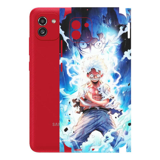 Samsung A/S Series Phone Skins (All Models) - Blue Thunder Luffy Anime - Matte Finish (M-132) Samsung Galaxy A03