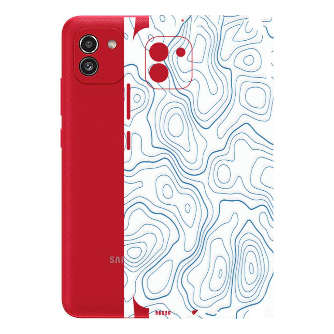 Samsung A/S Series Phone Skins (All Models) - Blue And White Swirls - Matte Finish (M-139) Samsung Galaxy A03