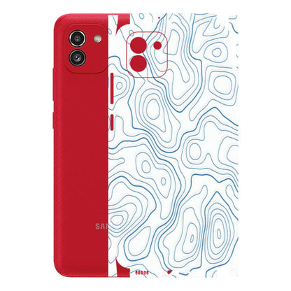 Samsung A/S Series Phone Skins (All Models) - Blue And White Swirls - Matte Finish (M-139) Samsung Galaxy A03
